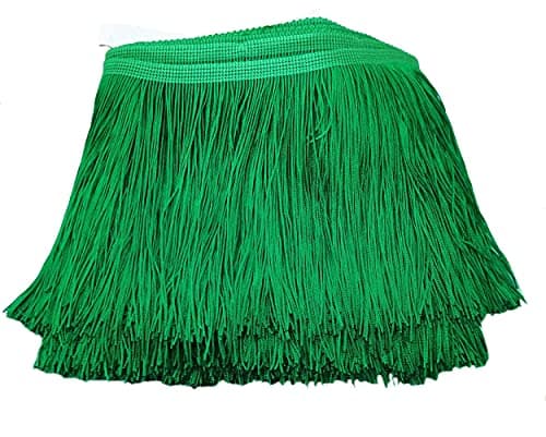 LauthenS 10 Yards of 6 Chainette Fringe Trim Tassel Sewing Trim for DIY Craft Latin Dress Lamp Shade Decoration Green