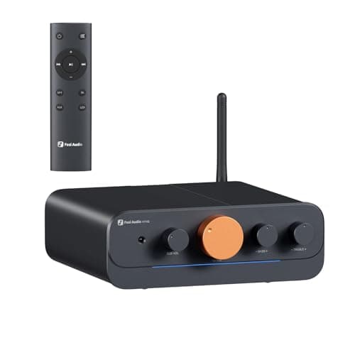 Fosi Audio HT4S Bluetooth Amplifier for Outdoor Speakers, 4 Channel Power Amp for Home Theater, Outdoor Gathering, 4.1/5.0 Ch Stereo Home Audio Receiver, Supports AUX/Optical Input with Remote Control