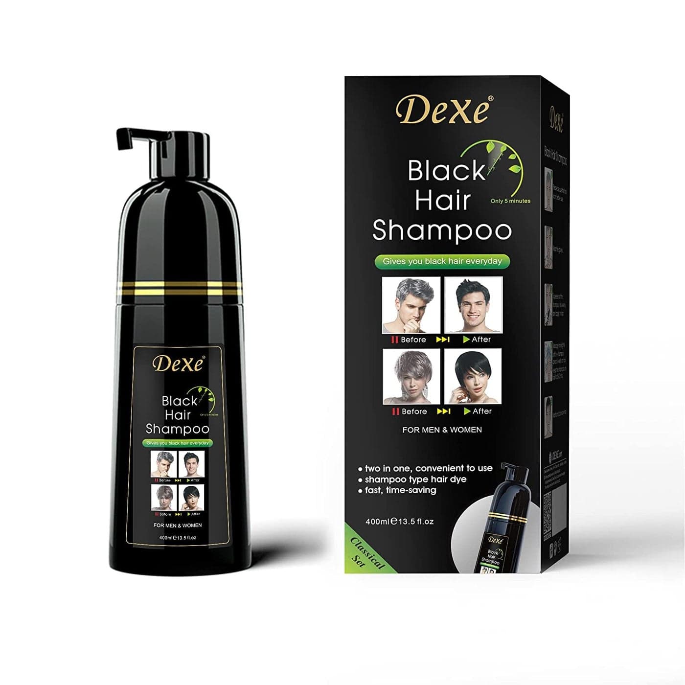 Dexe Hair Dye Shampoo 141 Fl Oz Gray Hair Coverage Black Hair Dye Hair Color Shampoo Black Hair Shampoo for Men Women