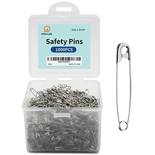 1000Pcs Safety Pins Assorted 11 Inch RustResistant Steel Wire Silver Sewing Safety Pins for Clothes Small Safety Pins 28mm Bulk for Clothes Crafts Use
