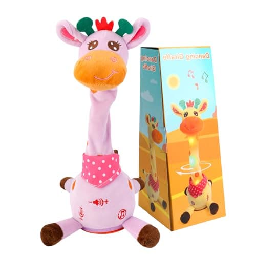 JISON21 Dancing Talking Giraffe Plush Toy Funny Singing Recording Repeating Musical Giraffe Unique Valentines Day Gift for Girlfriend Boyfriend Interactive Fun for Baby Toddlers KidsPurple