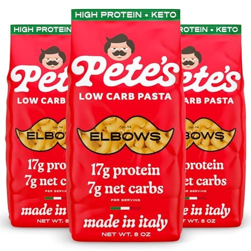 17g High Protein Elbow Macaroni Pasta | 7g Low Carb Keto Pasta | Healthy, Italian Pasta From Italy | 3-Pack, 8oz - Pete's Pasta