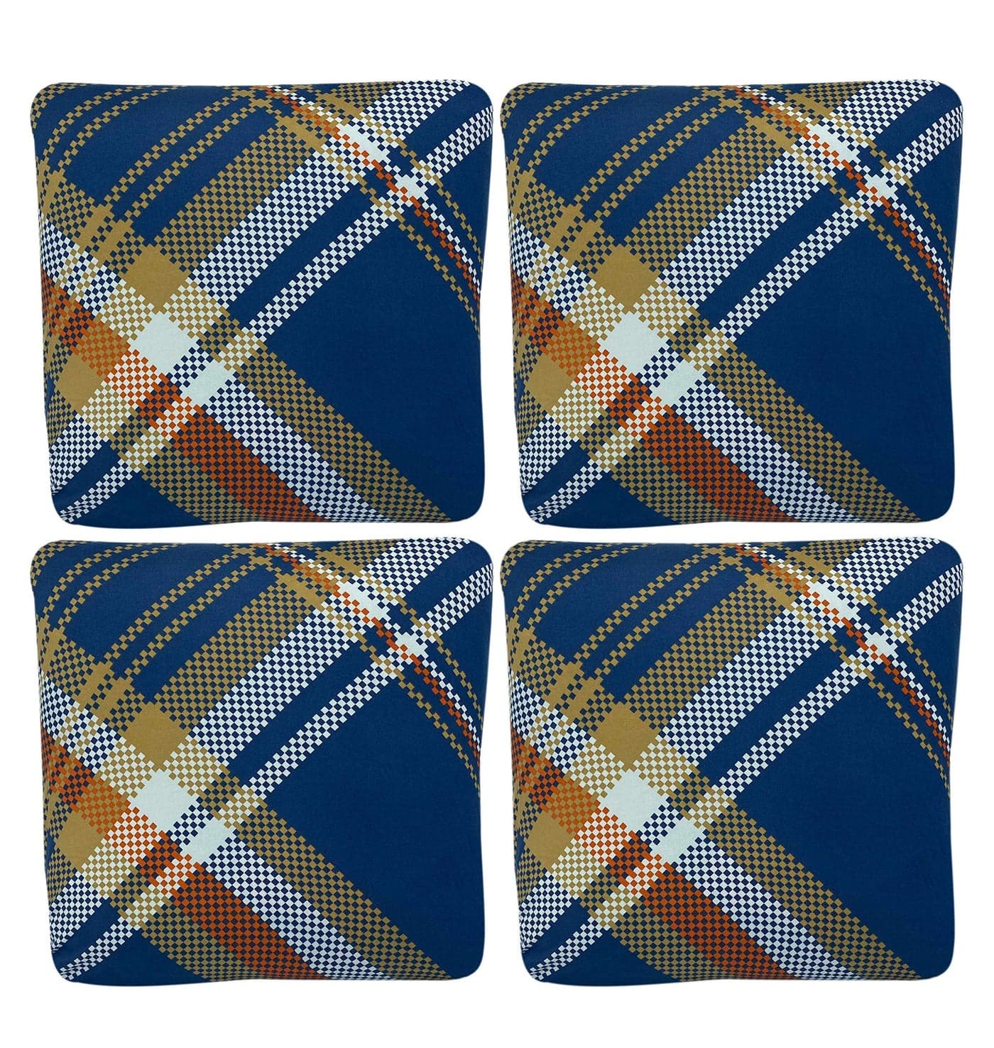 House of Quirk Polyester Throw Pillow Case Cushion Cover Home Sofa Decorative (Cover Only,No Insert)(16.5x16.5 inch/ 42x42cm) Check (Checks Blue, 4)