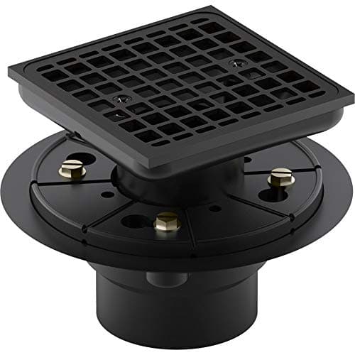 KOHLER 9136-BL Clearflo Square Design Tile-in Shower Drain, Removable Square Shaped Grid Plate with Reversible Collar, Matte Black