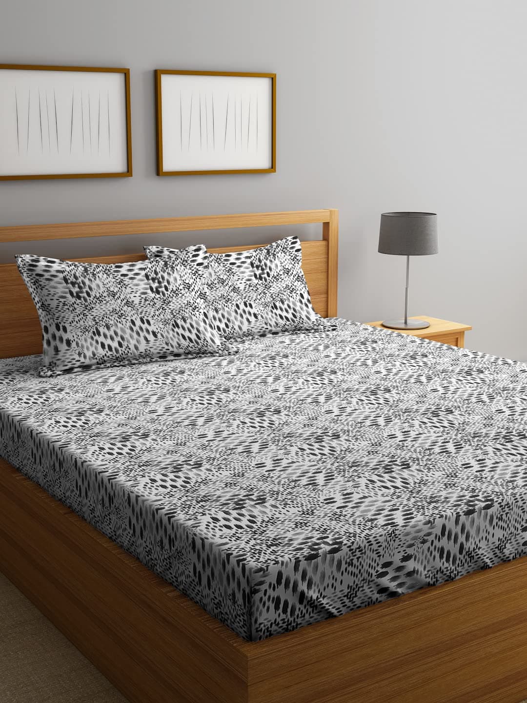 Ambra Linens 144TC Premium Bed Sheet Set, Bed Sheet Double Bed, 100% Cotton, Soft & Smooth Flat Sheets, Bed Sheet for All-Season Use, 1 Bedsheet and 2 Pillowcases (Queen Size)
