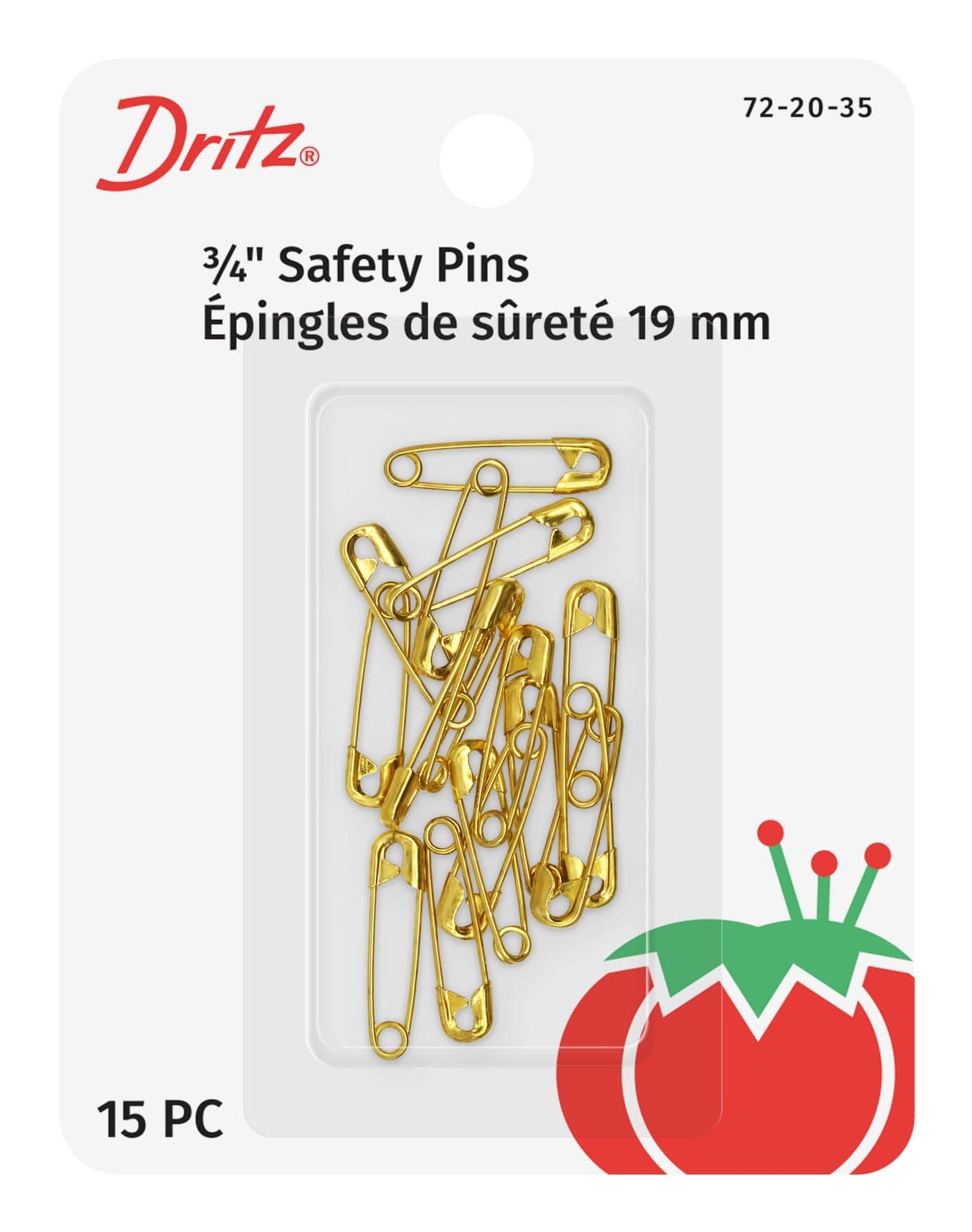 Dritz 72-20-35 Safety Pins, Brass, Size 00 (15-Count)