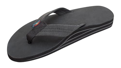 Rainbow Sandals Women's Double Layer Premier Leather Sandals w/Arch Support, Premier Black, Ladies Large / 7.5-8.5 B(M) US
