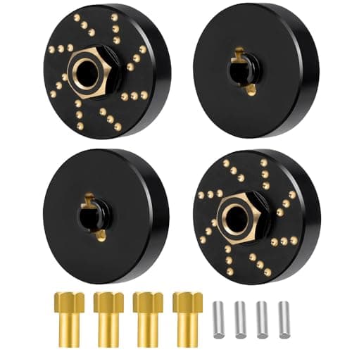 MOHERO 4Pcs 58g Brass Wheel Weights with 7mm Wheel Hex Hub Extended Wheel Spacers for 118 RC Crawlers TRX4M Bronco Defender K10 High Trail F150 Upgrades Parts