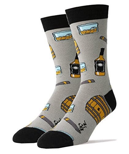 ooohyeah Men's Novelty Funny Drinking Crew Socks, Fun Saying Crazy Silly Casual Cotton Dress Socks, Whiskey Me