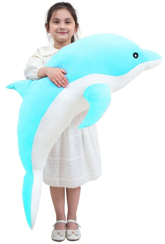 Kekeso Giant Dolphin Plush Toy Soft Whale Hugging Pillow Stuffed Dolphin Pillow for Children Girls Blue 120cm4724inch