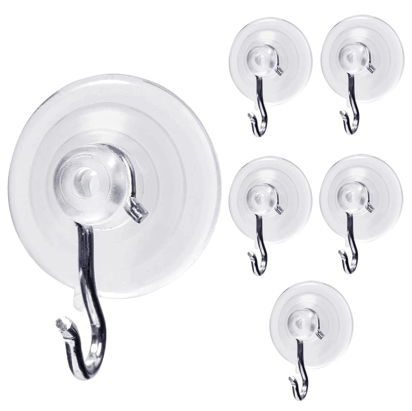 Suction Cup Wall Hooks for Hanging All Purpose Hook Wall Hangers Without Nails Heavy Duty -Made in USA (3 lbs/ 6 Pack)