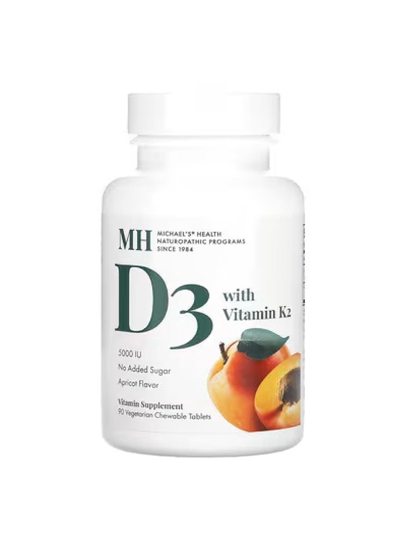 Health, D3 with Vitamin K2, Apricot, 90 Vegetarian Chewable Tablets
