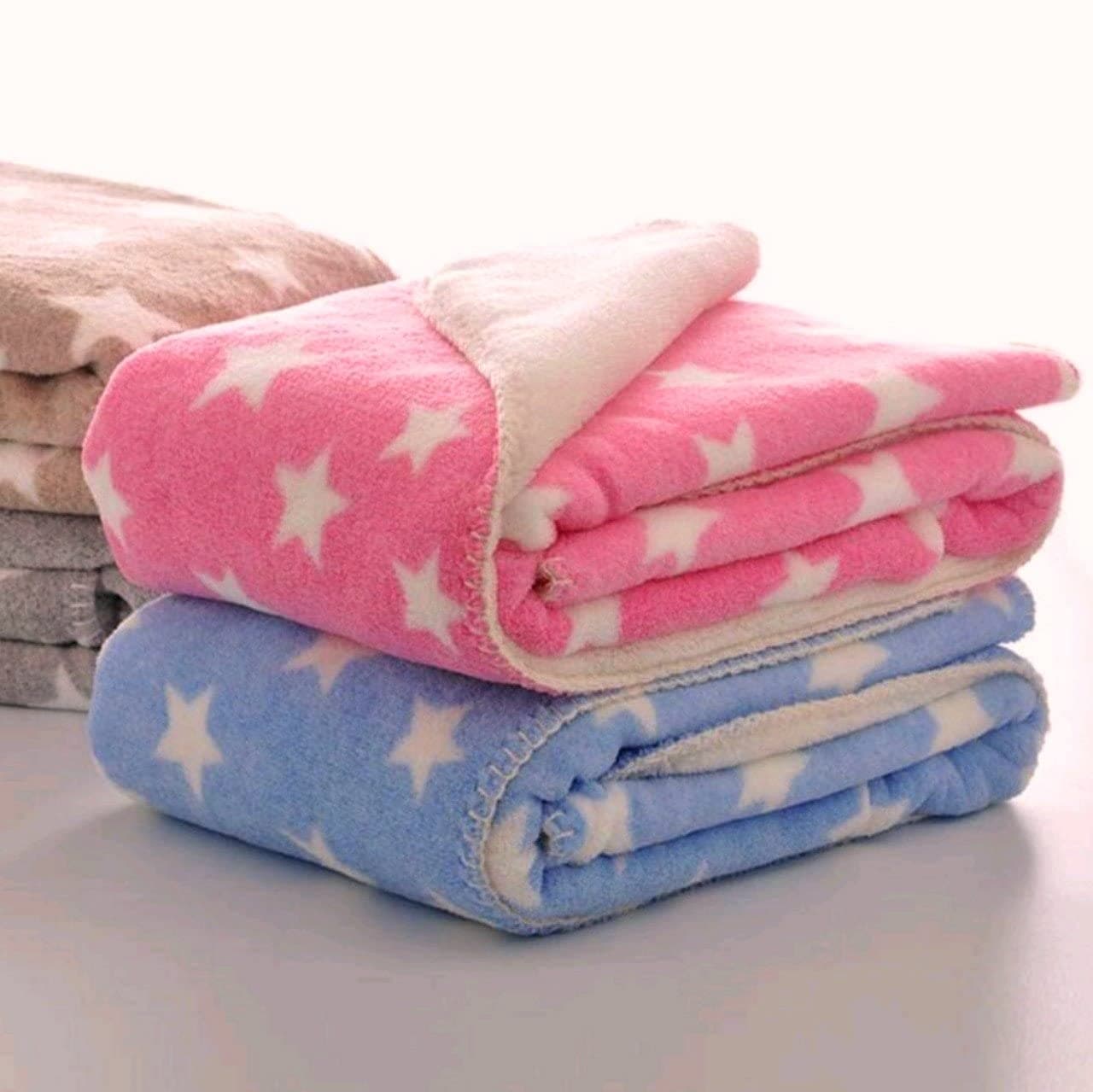 BRANDONN New Born All Season Ultrasoft Baby Blanket for Babies (Pink/Blue) Pack of 2, Fur & Sherpa, Lightweight