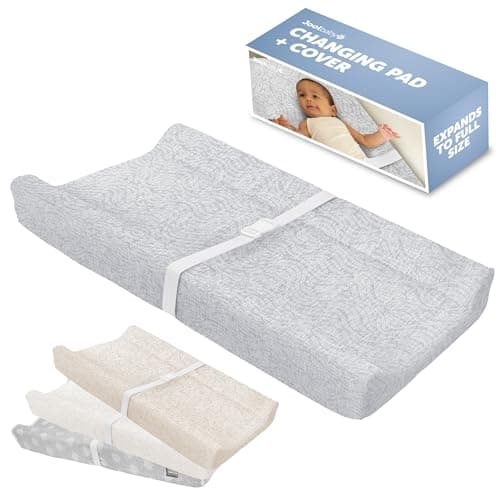 Jool Baby Serenity Soft Changing Pad Washable Cover NonSlip Fits Standard Changing Tables Dressers Wave Pattern Gray