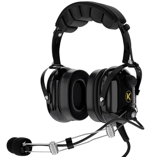 KORE Aviation P1 General Aviation Headset for Pilots Mono 24 db Passive Noise Reduction Rating Noise Canceling Microphone Acoustic Foam Ear Cups AUX Port for MP3 Music Input with GA Dual Plugs