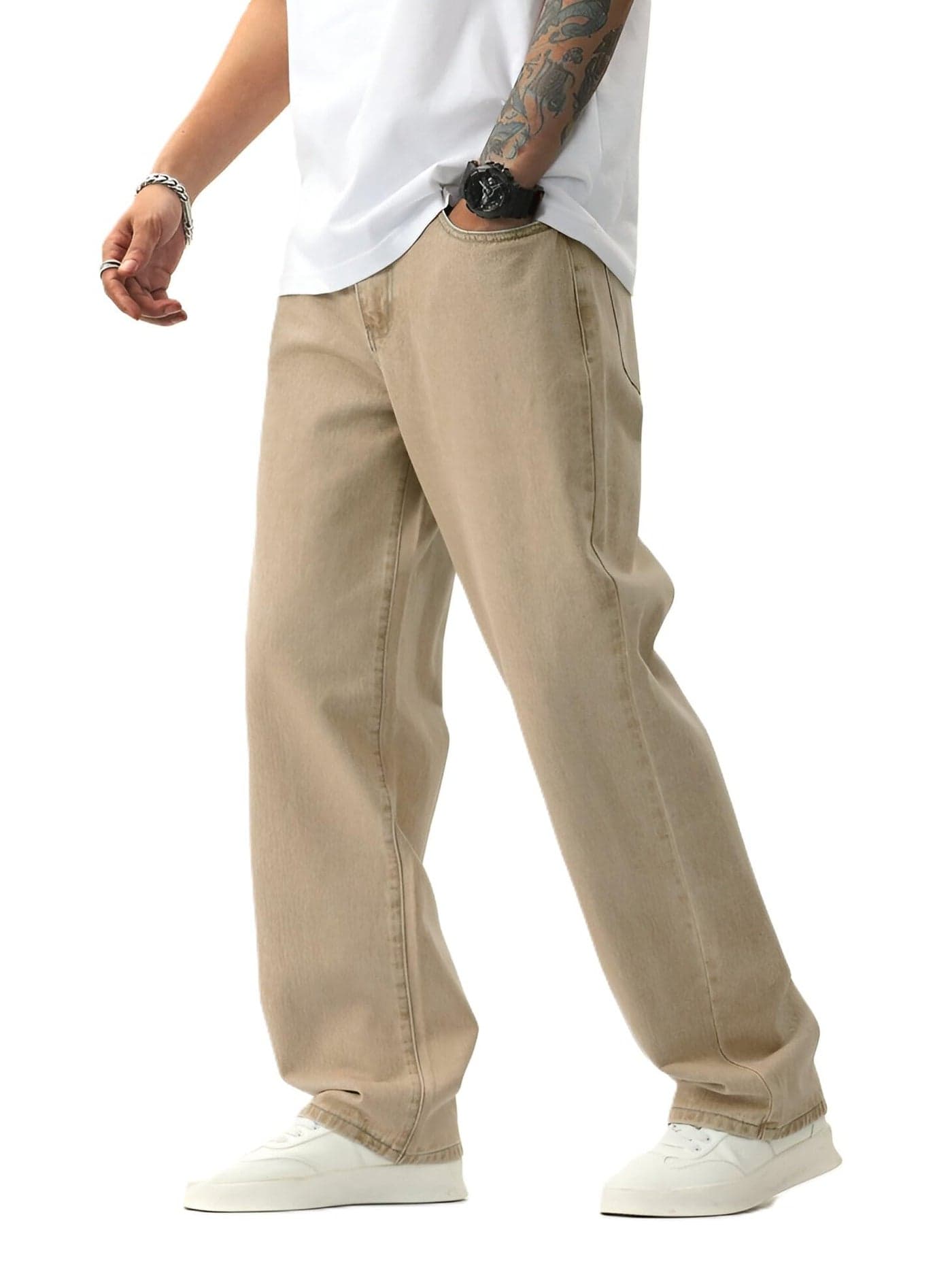 THIRD QUADRANT Baggy Jeans for Men || Khaki Jeans for Men || Jean Pant for man (in, Numeric, 36, Regular, Khaki)