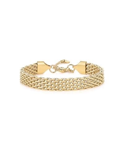 PAVOI 14K Yellow Gold Plated Chunky Chain Adjustable Bracelet for Women | Stainless Steel Lightweight Weave Link Chain Bracelet | 7 Inches + 1.5 Inch Extender