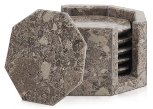 Marble Coasters Set of 6 Handmade 35 Inches with Holder Oceanic Coaster for Home Office Desk Accessories for Coffee Tea Cold Drinks Elegant Coasters for Dining Coffee Table Dcor