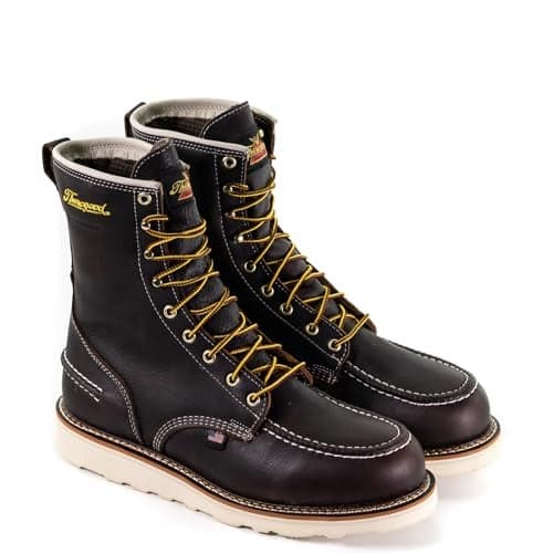 Thorogood 1957 Series 8” Waterproof Work Boots for Men - Full-Grain Leather with Moc Toe, Comfort Insole, and Slip-Resistant Wedge Outsole; EH Resistant, Briar Pitstop - 9.5 2E US