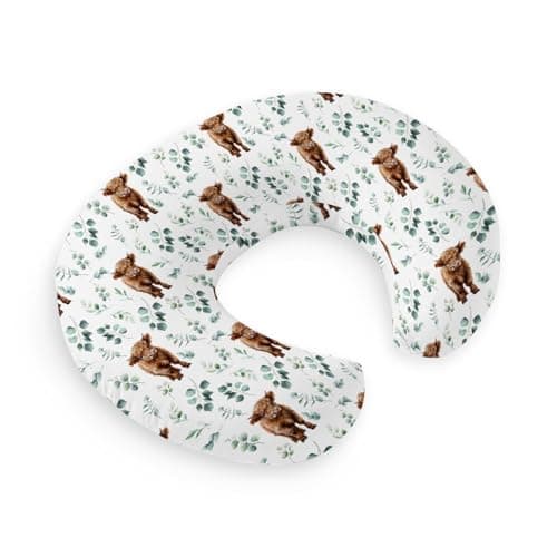HawSkgFub Highland Cow Eucalyptus Leaf Nursing Pillow Cover for Baby Boy Western Farm Animal long horn cow Yak Breastfeeding Pillow Slipcover cowboy Nursing Pillowcase for Newborn Infant Cover Only