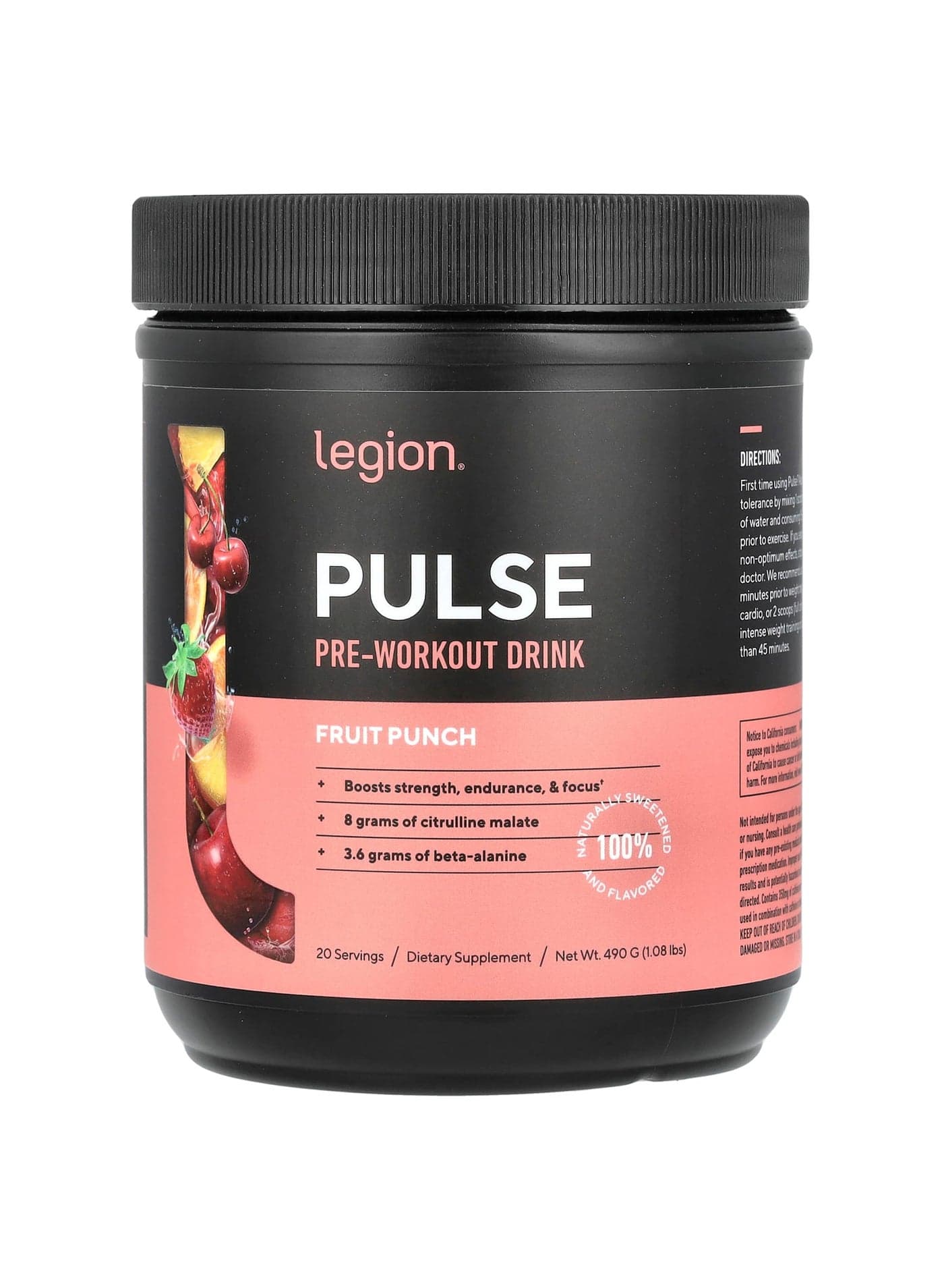 Pulse, Pre-Workout Drink, Fruit Punch, 1.08 lbs (490 g)
