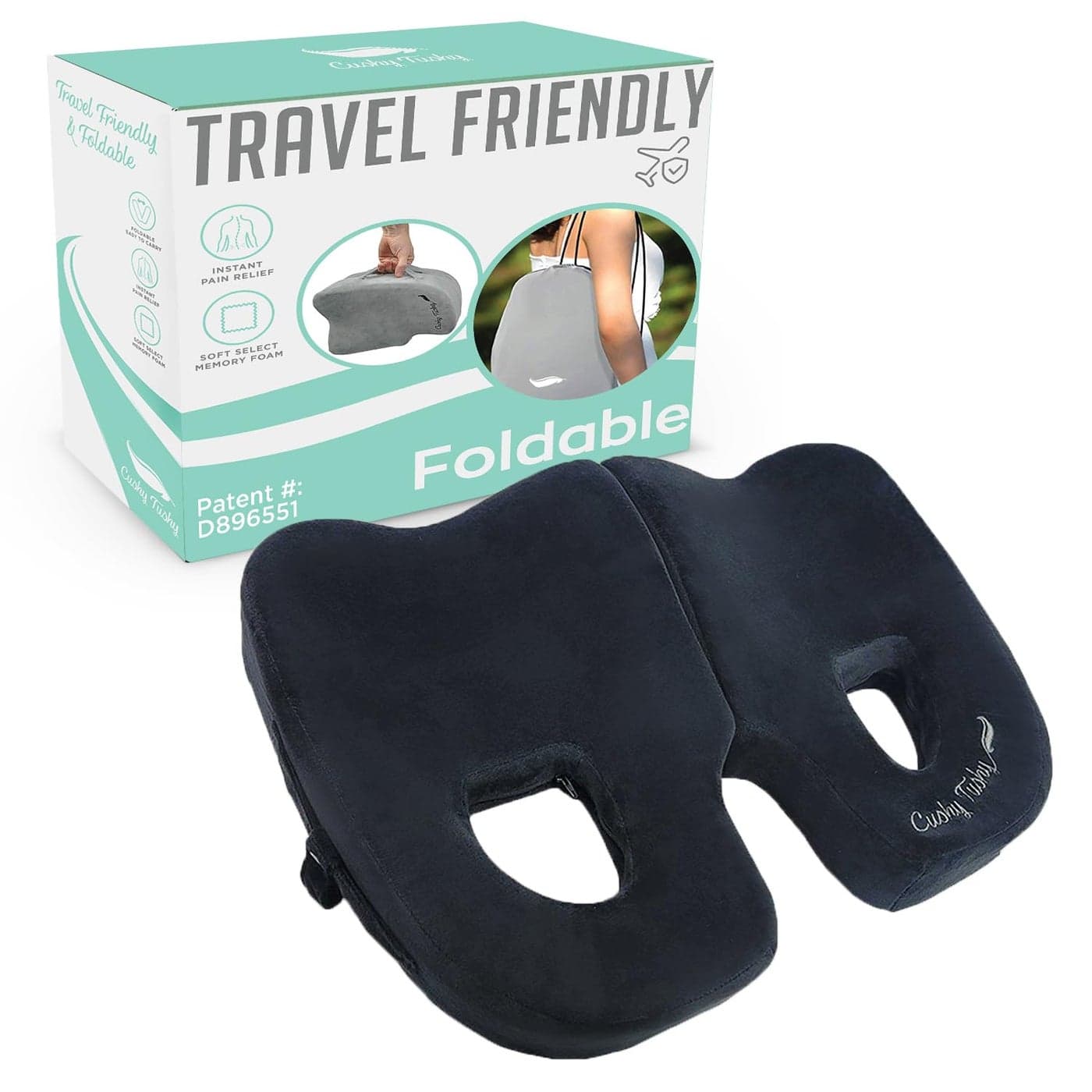 Cushy Tushy Premium Foldable Piriformis Cushion Piriformis Pain and Sciatic Pain Relief Cushion for Home Office Use Perfect for Travel or Driving Piriformis Cushion