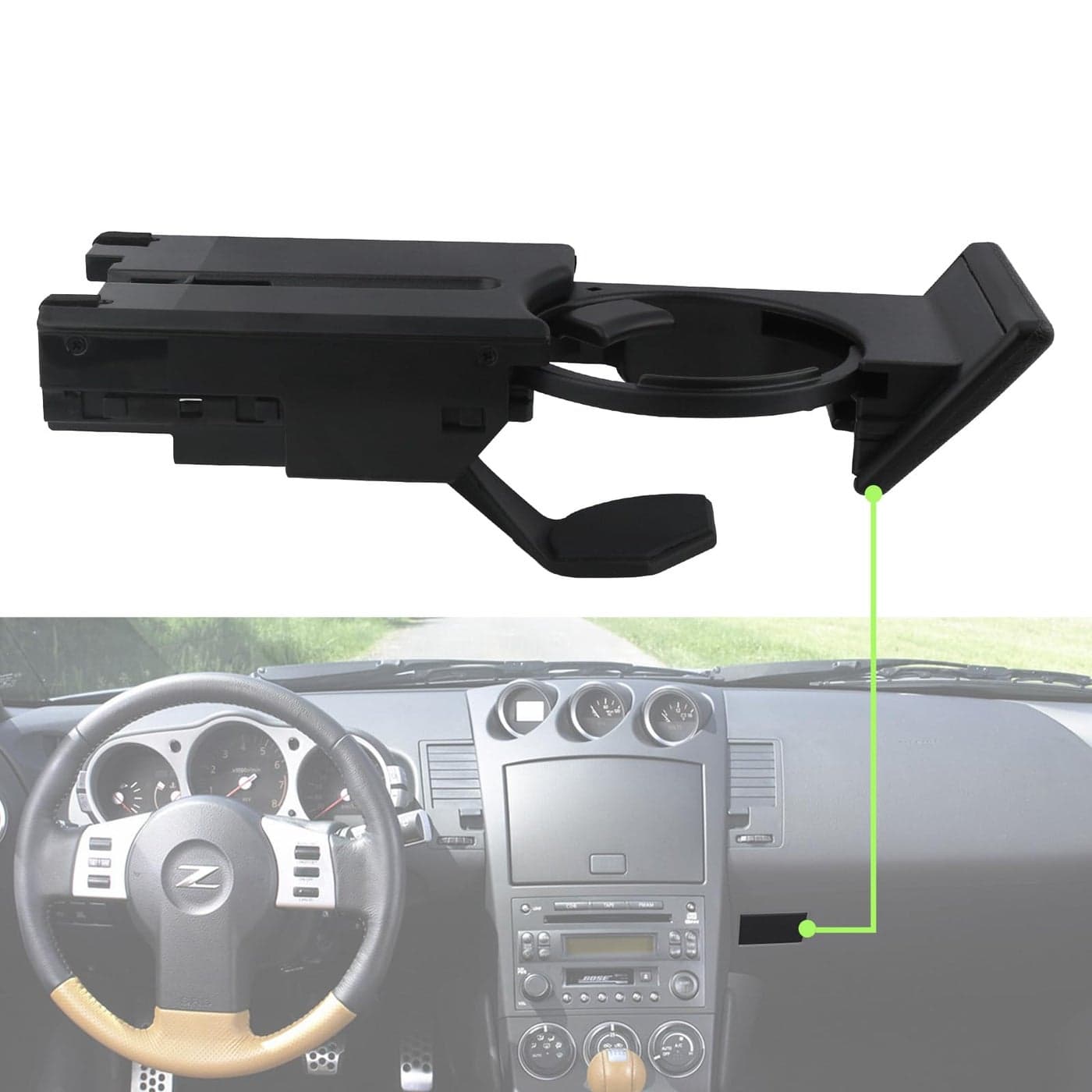 omoZone Dash Dashboard Cup Holder Assembly Black Compatible with 20032005 Nissan 350Z Replaces 68430CE86A 68430CE86A