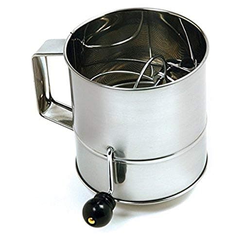 Norpro Polished 3-Cup Stainless Steel Hand Crank Sifter