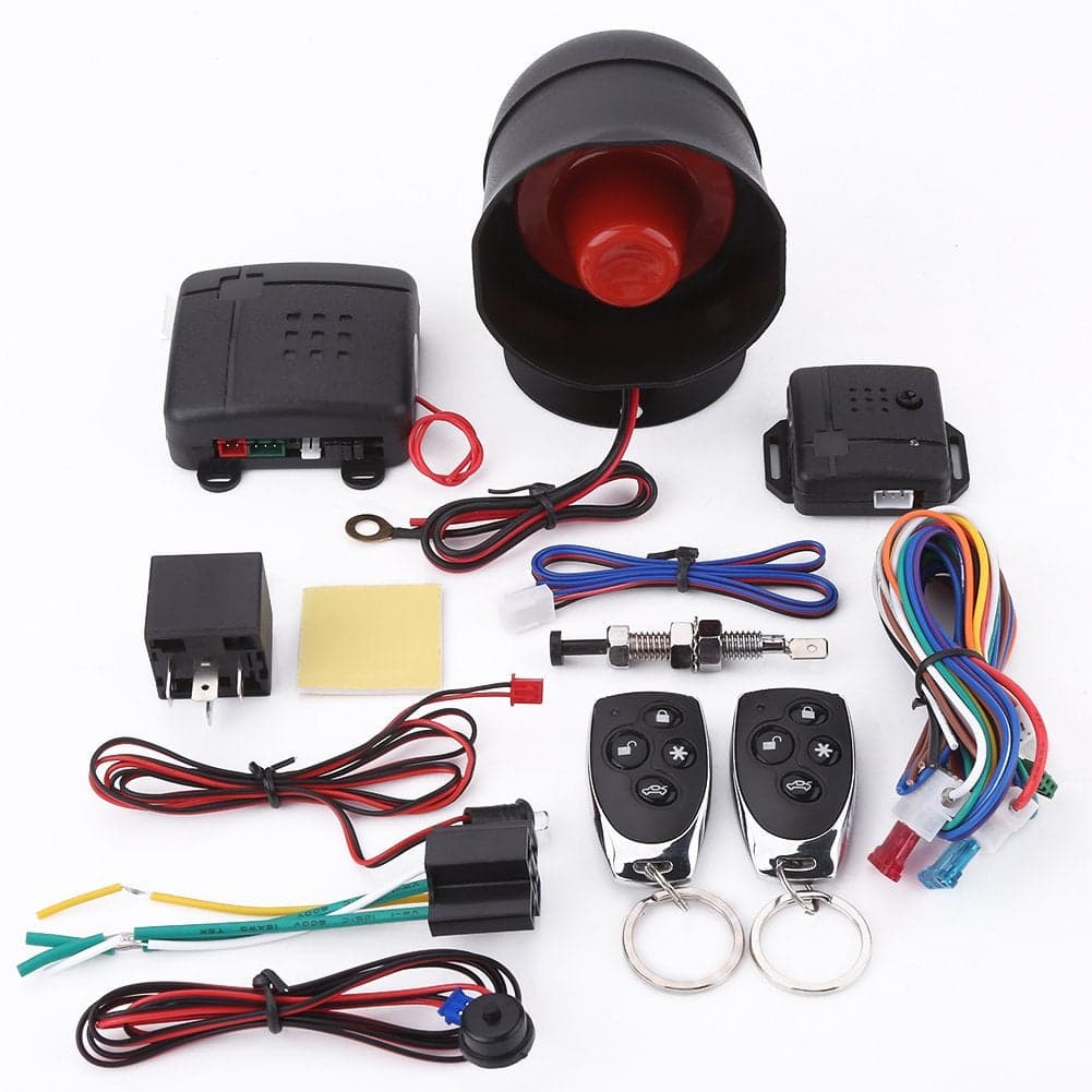 Car Alarm Security System Black Universal AntiTheft Device Car Security Device Alarm System Burglar Alarm Car Keyless Entry System with 2 Remote Controls Car Horn Siren Alarm