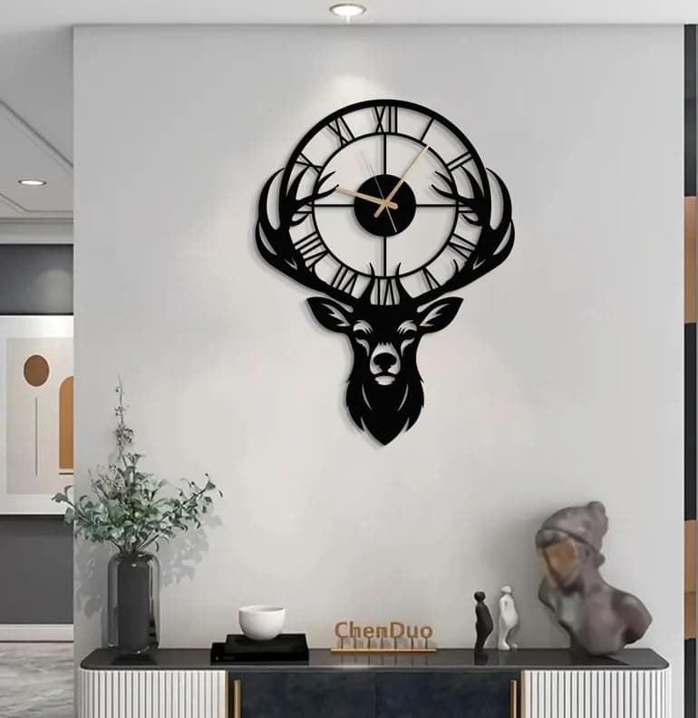 AVVIC MART Stylish Metal Analog Wall Clock for Living Room, Bedroom, Office, Kitchen, Home and Hall | Antique Fancy Big Size Modern Wall Watch for Home Decor (DA-182, 40CM), DA-182, Black