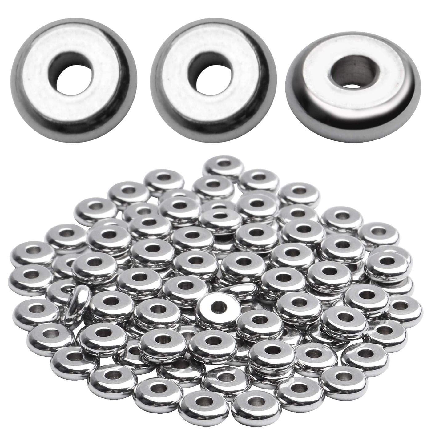 Rondelle Spacer Beads 100pcs Stainless Steel Disc Rondelle Slices 6x2mm