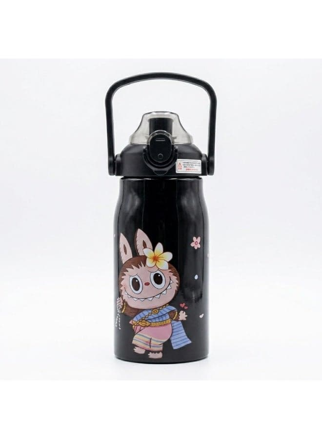 Twisoo 316 Stainless Steel Kids Insulated Water Bottle 1200ml, Leakproof Vacuum Flask with Flip Straw Lid & Carry Handle, Double Wall Thermal Bottle for School, Travel, Sports, Boys & Girls, BPA Free