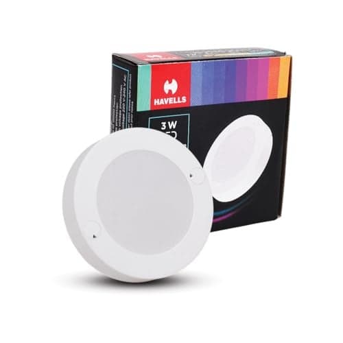 Havells Luna Striker LED 3W Green Ceiling Light Energy Efficient WIDEST 7 Colour Option Perfectly FITS in Junction Boxes Powder Coated Polycarbonate HOUSING,60 Lumen Per Watt 6500K