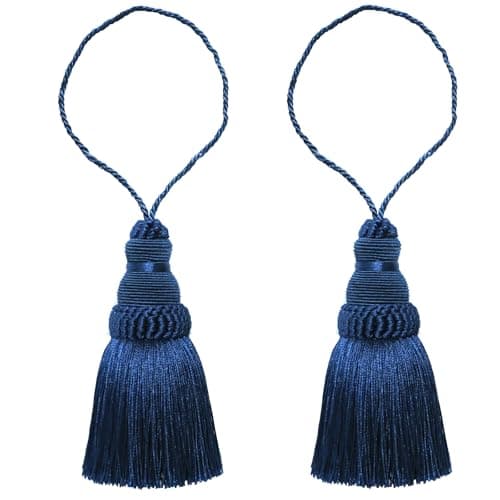 Fenghuangwu Colorful Tassel Key Tassels Elegant DIY Accessories for Curtain and Home Decoration Navy 2P