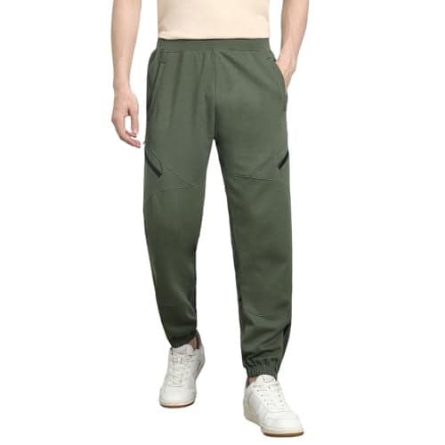 NOBERO Men's Straight Mid Rise Sweatpants (1M-BWJG-R0137_Olive Green, 2XL
