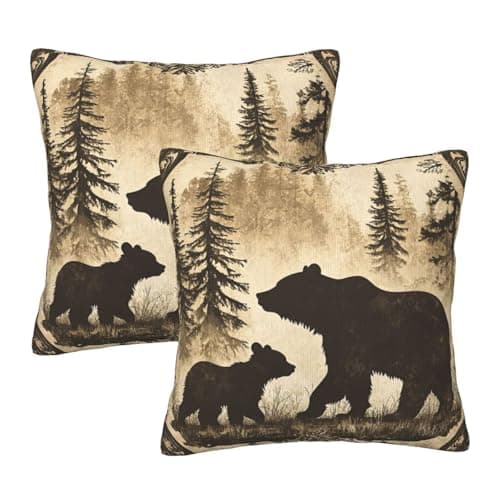 aipoase Bear Throw Pillow Covers 18 X 18 Inch Set of 2 Pillow Cases Decoration Cushion Cover for Bedroom Living Room Sofa Outdoor