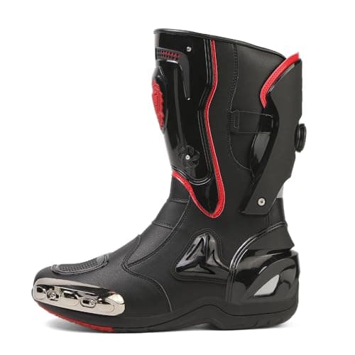 Zeozoom Motorcycle Riding Boots Motorcycle Leather Boots for Women and Men Protection Anti Slip Racing Sports Black Adult Men 11 Numeric US Footwear Size System Medium