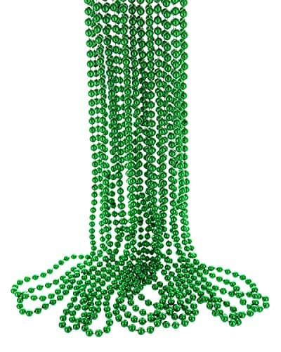 GiftExpress 12 Pack 33 St Patricks Day Green Bead Necklaces St Paddys Day Party Accessories Bulk Lucky Green Bead Necklace Sport Teams and Event