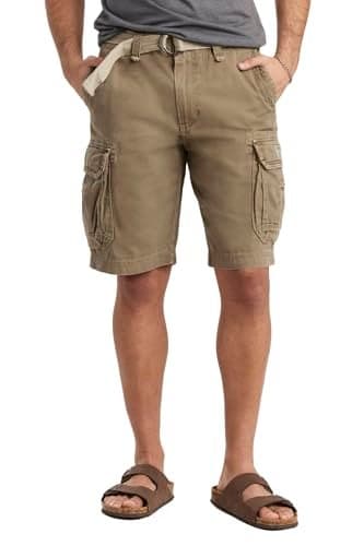 Unionbay Men's Cordova Belted Messenger Cargo Short, Dugout, 42