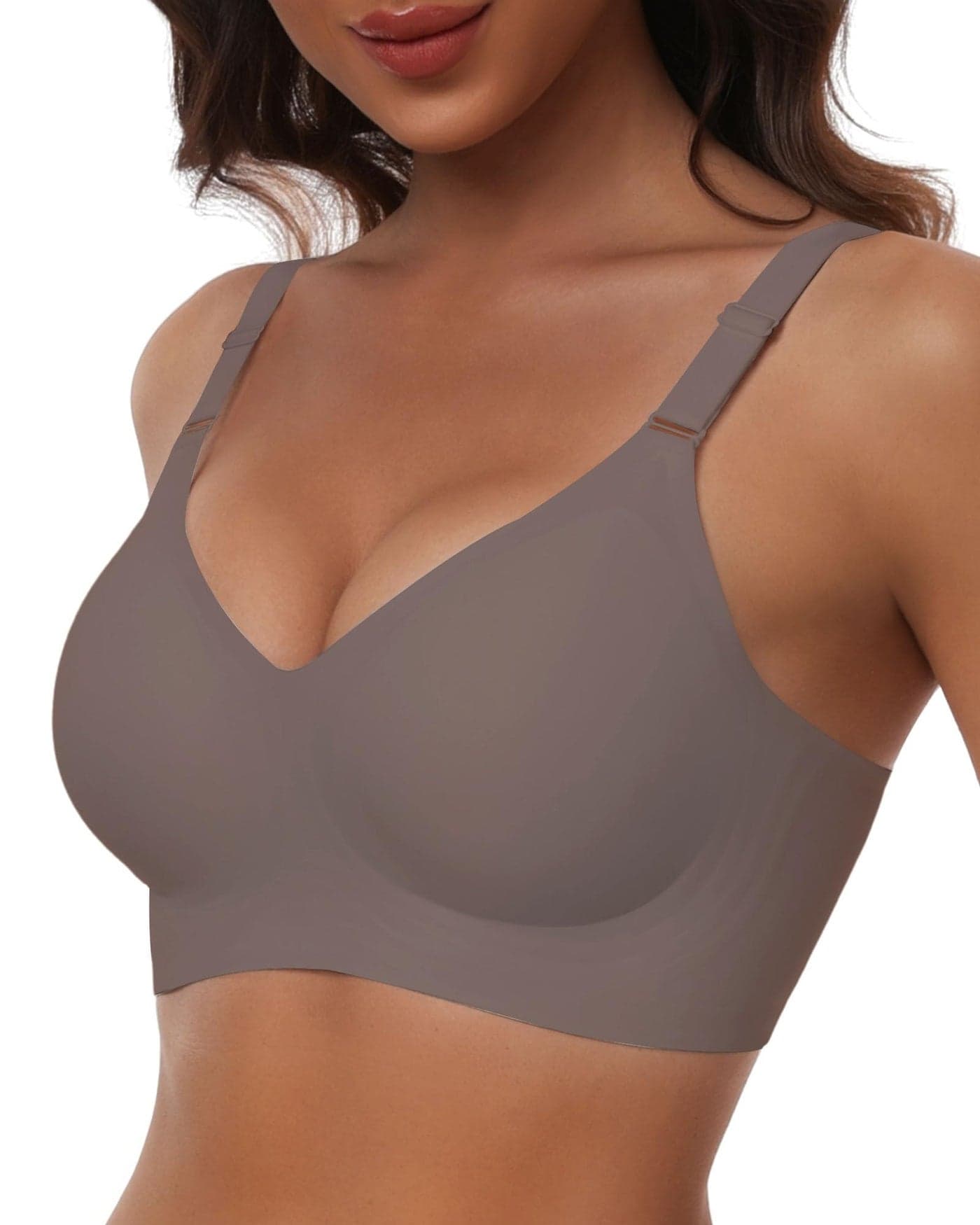 HORISUN Supportive Bras for Women Comfortable Seamless Wirefree Bra(Coffee XL)