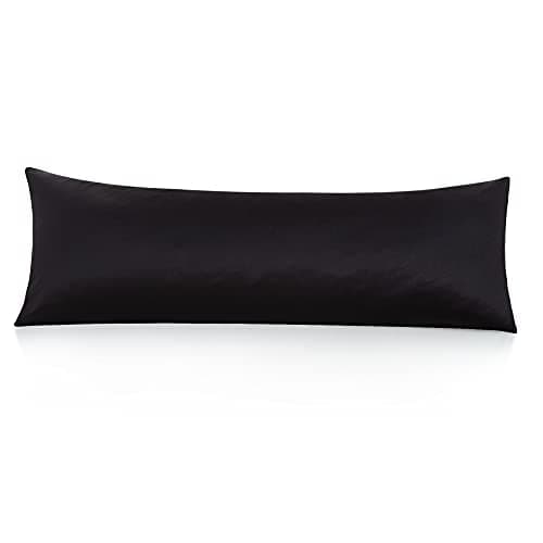 Leeden Body Pillow Cover, 100% Cotton, 800 Thread Count, Soft Breathable Long Pillow Case, Envelope Closure (Black, 21"x 54")