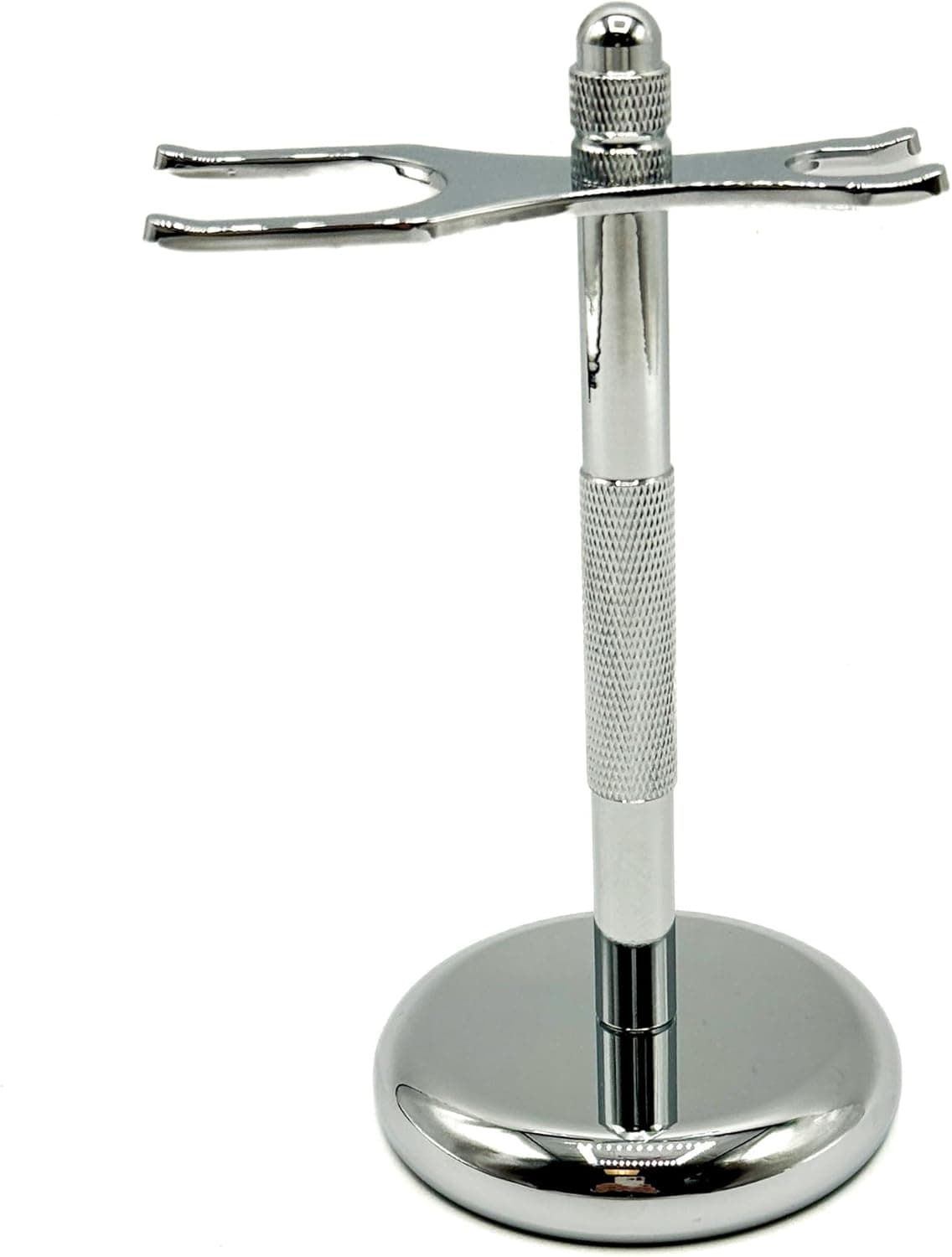 Taconic Shave Chrome 2 Prong Double Edge Safety Razor and Shaving Brush Stand with Heavy weight Felt Lined Base