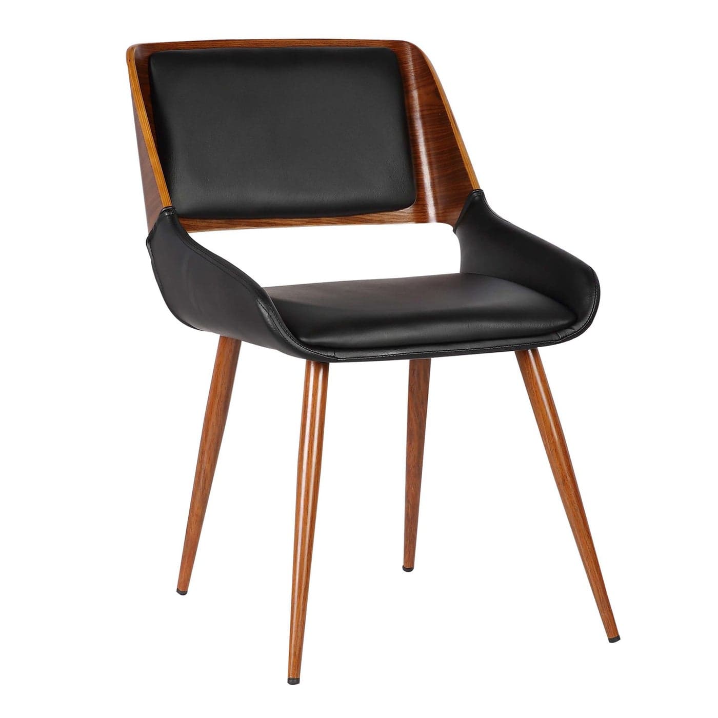 Armen Living Panda Dining Chair Single Black Faux LeatherWalnut