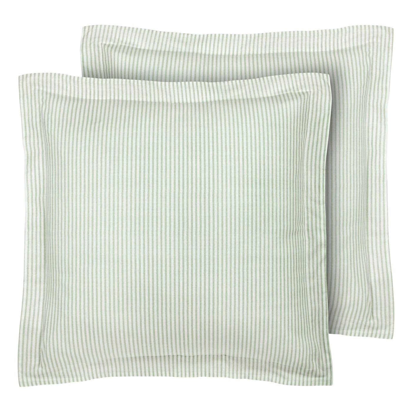 Laura Ashley Home Euro Sham Set Smooth Cotton Shams with Envelope Closure Lightweight Stylish Home Decor Ticking Stripe Green 2 Piece