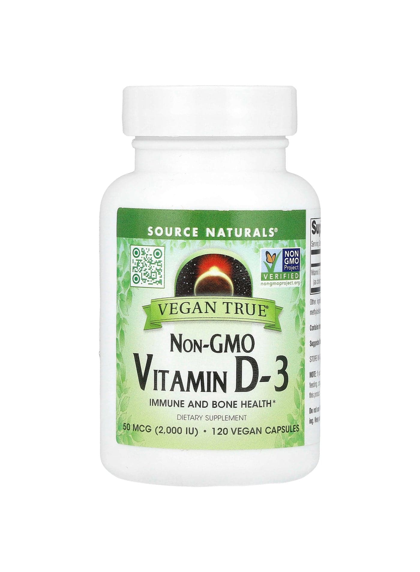 Vegan True®, Non-GMO Vitamin D-3, 50 mcg (2,000 IU), 120 Vegan Capsules