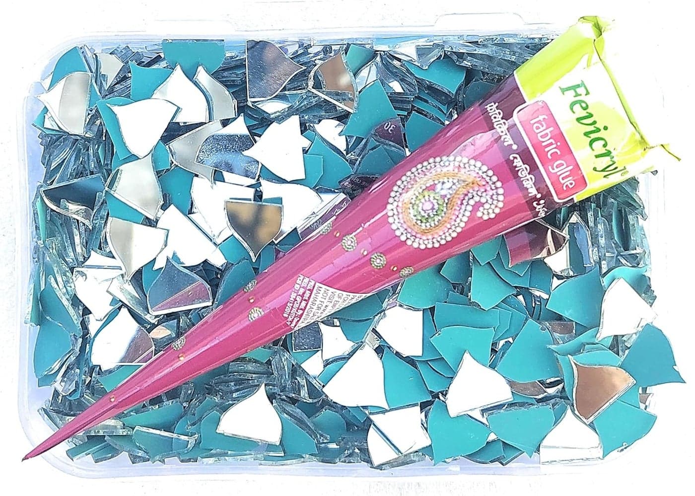 Sahoji 1160pcs Gumbad Shape Mirror Glass Beads for Art and Craft with Fabric Glue 12MM