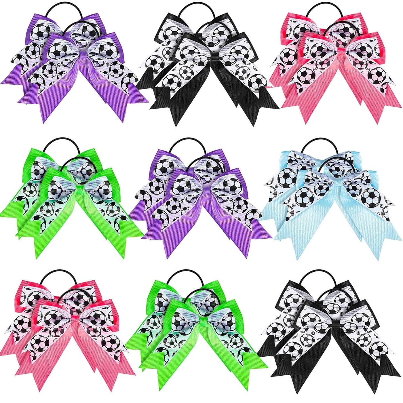 WILLBOND 20 Pieces Soccer Hair Bows Elastic Soccer Ball Hair Tie Accessories Sports Hair Band for Women Player Football PartyMulticolor