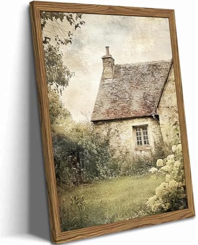 Vintage Farmhouse Wall Art 3D Textured Nature Landscape Wall Decor Paintings Hand Drawn Sandstone Farm House Picture Prints Artwork for Bedroom Living Room 12x16 inch Wood Framed
