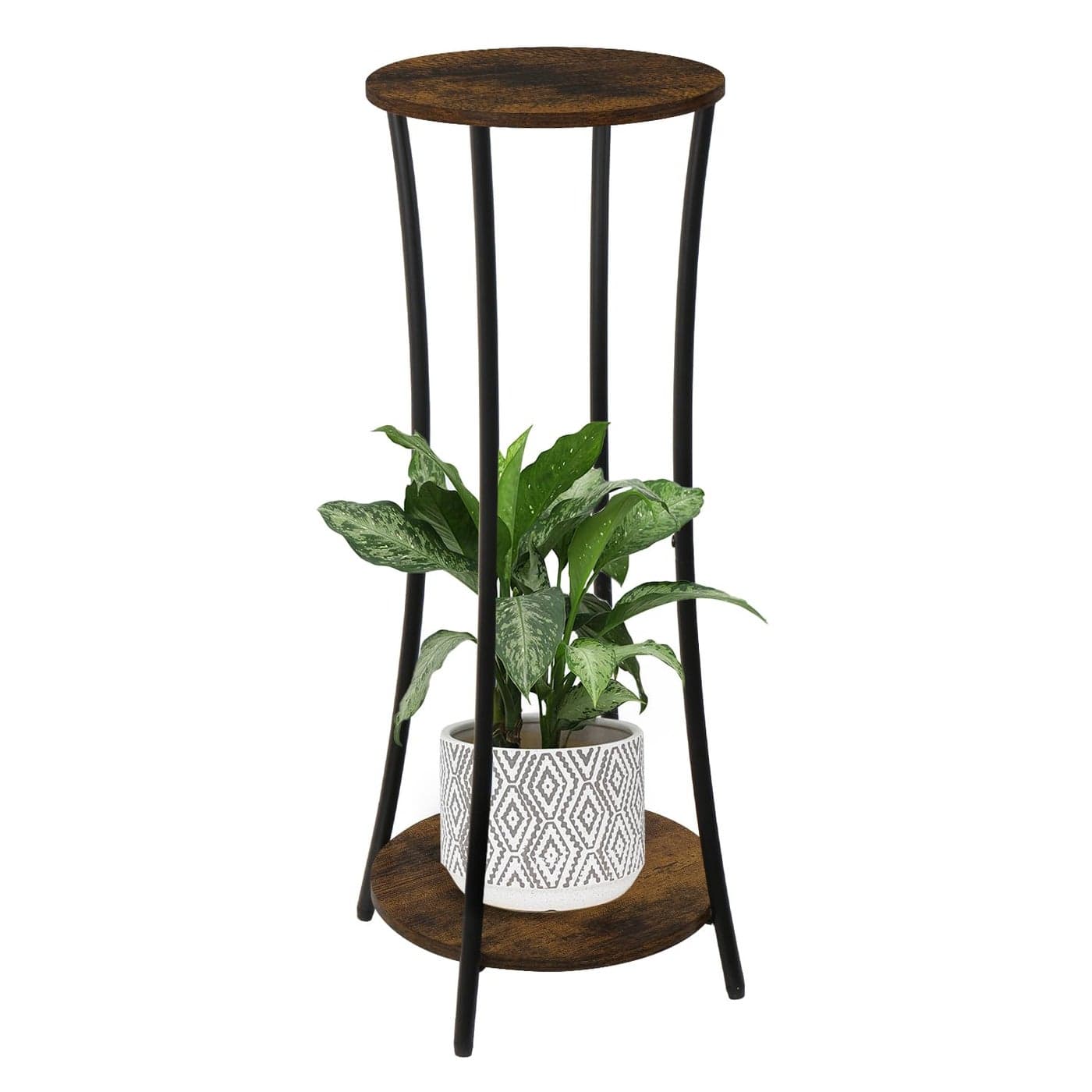 YINMIT Plant Stand Indoor2 Tier Round Potted Holder RackFlower Pot Stand ShelfRound Supports RackCorner Plant Shelf for Balcony Garden Patio Living RoomBrown