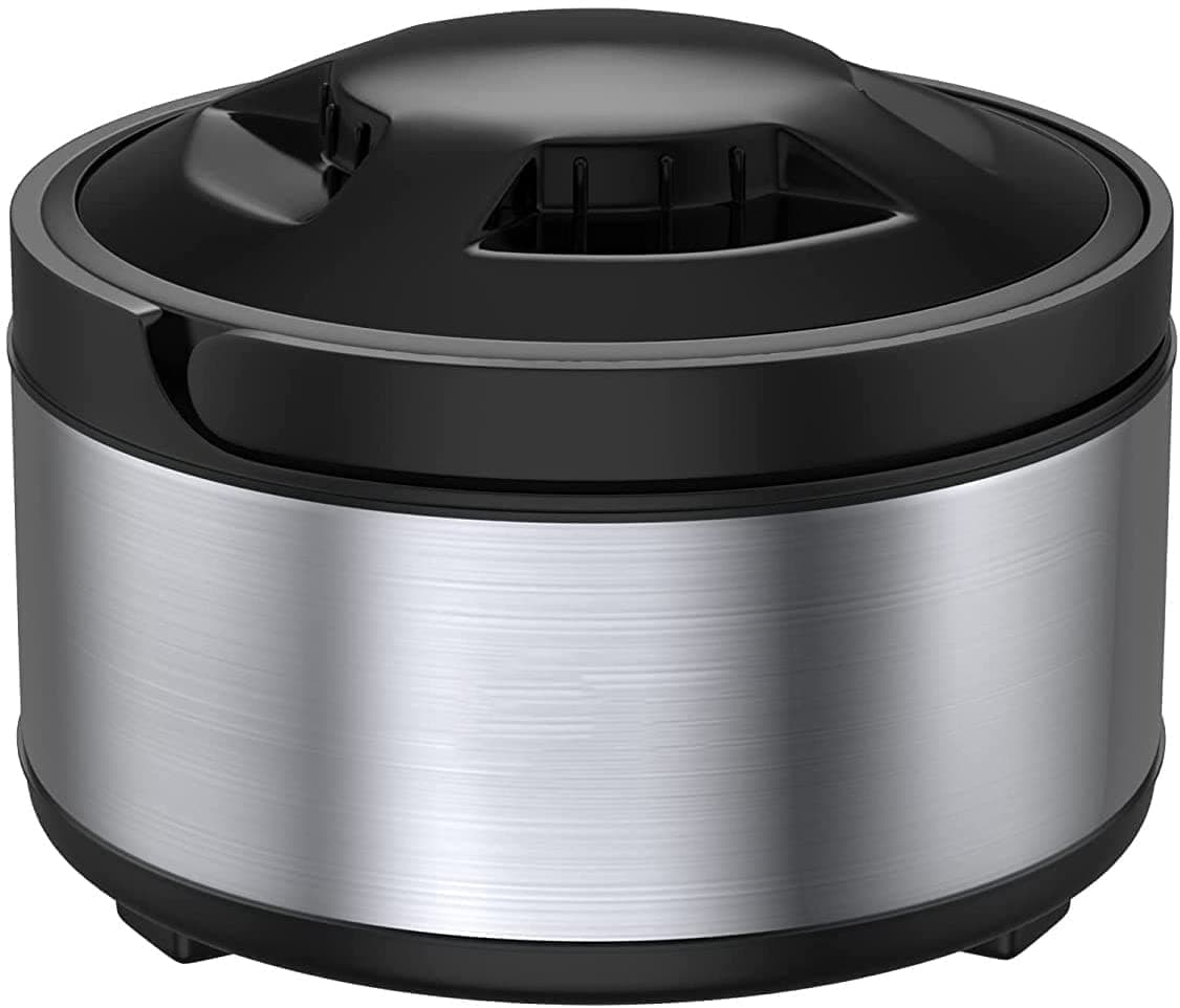 Dr. Equipment Thermoware Casseroles Double Wall Insulated Hot Pot with Black Plastic Cover and Bottom for Roti/chapati (2000ML)